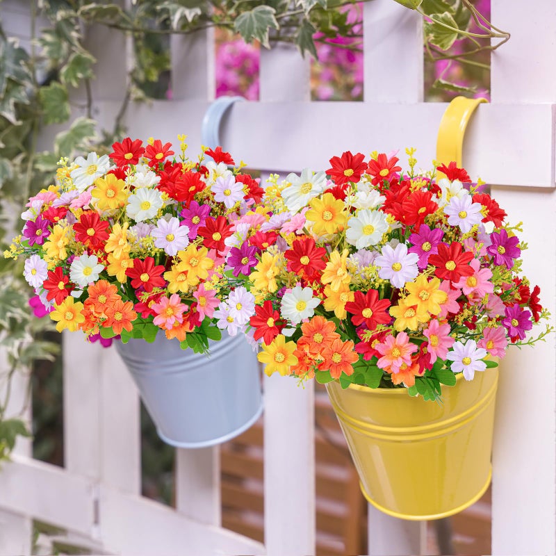 XONOR 10 Bouquets Artificial Flowers Fake Silk Daisy Plants for Indoor Home Wedding Party Decoration, Assorted Colors Daisy for Spring Summer Decoration - Image 2